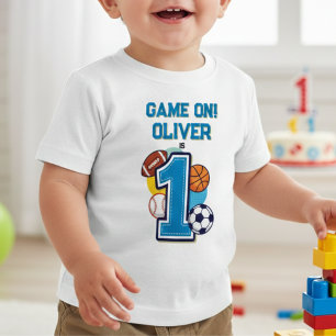 Sports Balls Rookie of the Year First Birthday Baby T-Shirt