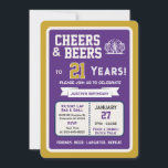 Sports Bar Birthday Cheers and Beers to 21 Years Invitation<br><div class="desc">Celebrate in true game-day style with this bold sports bar birthday invitation. Designed with a clean, modern layout and energetic athletic vibes, this invite sets the tone for a fun, laid-back celebration with friends, food, and drinks. Perfect for milestone birthdays and adult celebrations, the design features strong color blocking, sporty...</div>
