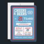 Sports Bar Birthday Cheers and Beers to 21 Years  Invitation<br><div class="desc">Celebrate in true game-day style with this bold sports bar birthday invitation. Designed with a clean, modern layout and energetic athletic vibes, this invite sets the tone for a fun, laid-back celebration with friends, food, and drinks. Perfect for milestone birthdays and adult celebrations, the design features strong color blocking, sporty...</div>