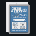 Sports Bar Birthday Cheers and Beers to 25 Years Invitation<br><div class="desc">Celebrate in true game-day style with this bold sports bar birthday invitation. Designed with a clean, modern layout and energetic athletic vibes, this invite sets the tone for a fun, laid-back celebration with friends, food, and drinks. Perfect for milestone birthdays and adult celebrations, the design features strong color blocking, sporty...</div>