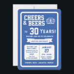 Sports Bar Birthday Cheers and Beers to 30 Years  Invitation<br><div class="desc">Celebrate in true game-day style with this bold sports bar birthday invitation. Designed with a clean, modern layout and energetic athletic vibes, this invite sets the tone for a fun, laid-back celebration with friends, food, and drinks. Perfect for milestone birthdays and adult celebrations, the design features strong color blocking, sporty...</div>