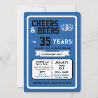 Sports Bar Birthday Cheers and Beers to 35 Years 