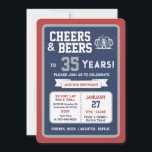 Sports Bar Birthday Cheers and Beers to 35 Years  Invitation<br><div class="desc">Celebrate in true game-day style with this bold sports bar birthday invitation. Designed with a clean, modern layout and energetic athletic vibes, this invite sets the tone for a fun, laid-back celebration with friends, food, and drinks. Perfect for milestone birthdays and adult celebrations, the design features strong color blocking, sporty...</div>