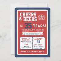 Sports Bar Birthday Cheers and Beers to 35 Years