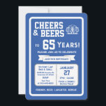Sports Bar Birthday Cheers and Beers to 65 Years  Invitation<br><div class="desc">Celebrate in true game-day style with this bold sports bar birthday invitation. Designed with a clean, modern layout and energetic athletic vibes, this invite sets the tone for a fun, laid-back celebration with friends, food, and drinks. Perfect for milestone birthdays and adult celebrations, the design features strong color blocking, sporty...</div>