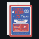 Sports Bar Birthday Cheers and Beers to 75 Years  Invitation<br><div class="desc">Celebrate in true game-day style with this bold sports bar birthday invitation. Designed with a clean, modern layout and energetic athletic vibes, this invite sets the tone for a fun, laid-back celebration with friends, food, and drinks. Perfect for milestone birthdays and adult celebrations, the design features strong color blocking, sporty...</div>
