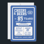 Sports Bar Birthday Cheers and Beers to 85 Years  Invitation<br><div class="desc">Celebrate in true game-day style with this bold sports bar birthday invitation. Designed with a clean, modern layout and energetic athletic vibes, this invite sets the tone for a fun, laid-back celebration with friends, food, and drinks. Perfect for milestone birthdays and adult celebrations, the design features strong color blocking, sporty...</div>
