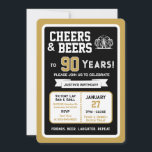 Sports Bar Birthday Cheers and Beers to 90 Years  Invitation<br><div class="desc">Celebrate in true game-day style with this bold sports bar birthday invitation. Designed with a clean, modern layout and energetic athletic vibes, this invite sets the tone for a fun, laid-back celebration with friends, food, and drinks. Perfect for milestone birthdays and adult celebrations, the design features strong color blocking, sporty...</div>