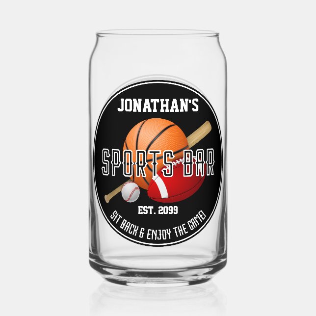 Sports Bar Lounge Drinkware Beer Can Glass (Front)
