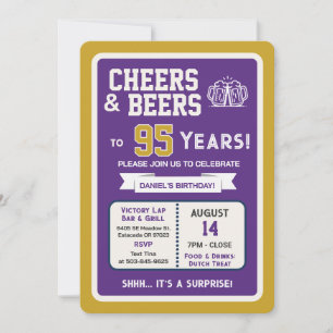 Sports Bar Surprise Party Cheers to 95 Years Invitation
