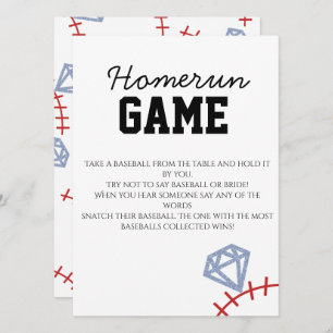Sports Baseball Homerun Glitter Bridal Shower Game Invitation