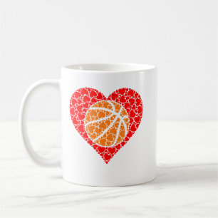 Sports Basketball Ball Red Love Shaped Heart Valen Coffee Mug