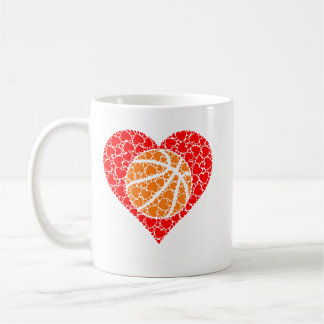 Sports Basketball Ball Red Love Shaped Heart Valen Coffee Mug