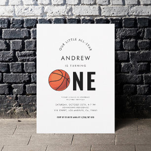 Sports Basketball Theme Kid 1st Birthday Party Invitation