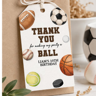 Sports Birthday   All Sports Ball Birthday Party Gift Tags