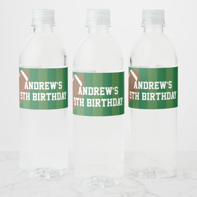 Sports Birthday Football Themed Water Bottle Label (Bottles)