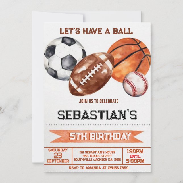 Sports Birthday Invitation (Front)