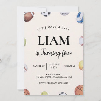 Sports Birthday Invitation Multi-Sport Design
