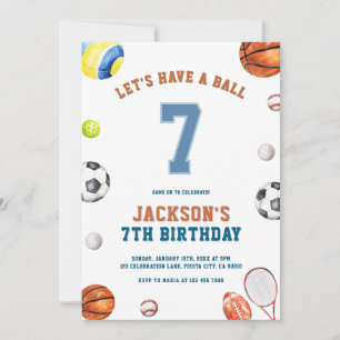 Sports Birthday Let’s Have a Ball  Invitation