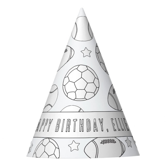 Sports Birthday Party - Colour Your Own Hat (Front)