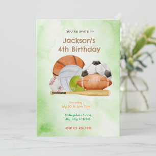 Sports Birthday Party Invitation