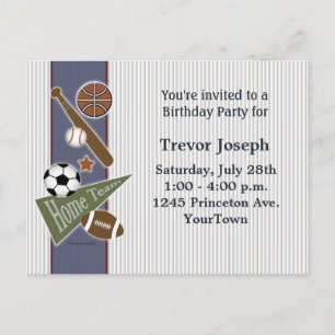Sports Birthday Party Invitation