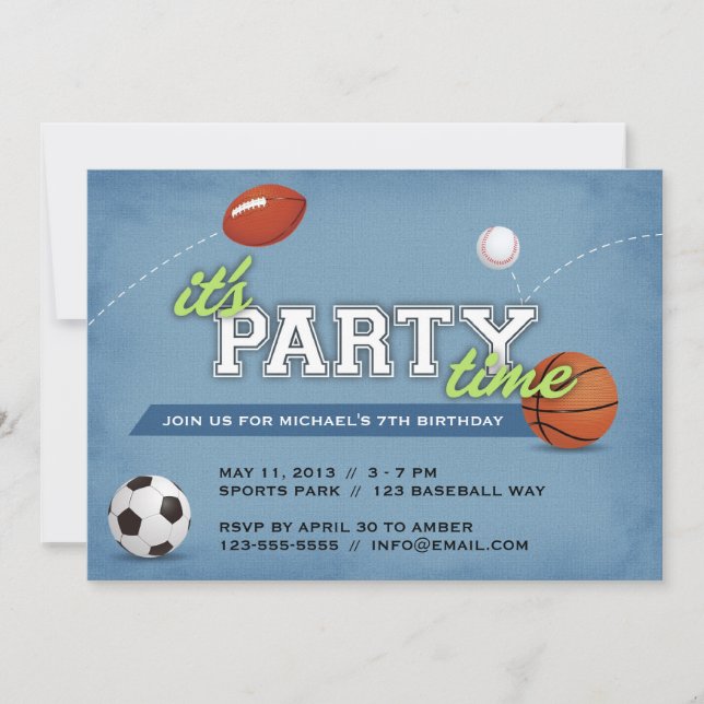 Sports Birthday Party Invitation (Front)