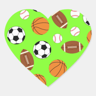 Sports Birthday Party Kids Cute Heart Sticker
