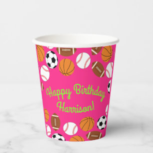 Sports Birthday Party Kids Cute Medium Paper Cups