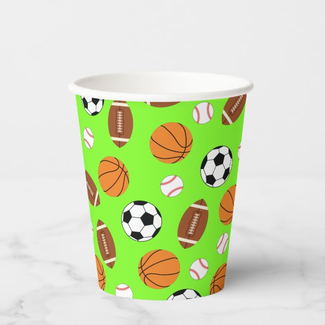 Sports Birthday Party Kids Cute Medium Paper Cups (Front)