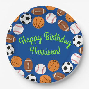Sports Birthday Party Kids Cute Paper Plate