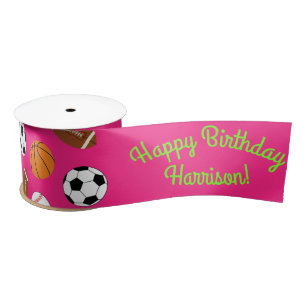 Sports Birthday Party Kids Cute Pink Girls Satin Ribbon