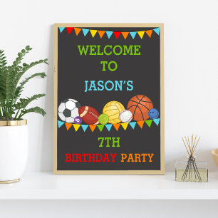 Sports Birthday Party Welcome Sign