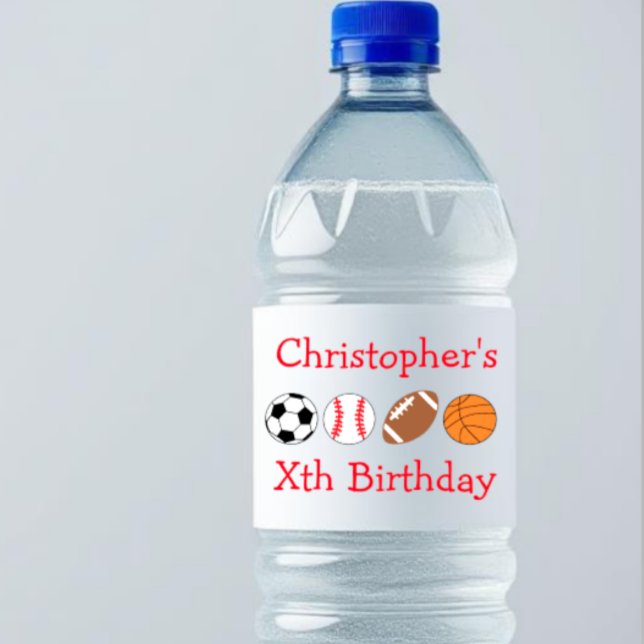 Sports Birthday Water Bottle Label (Creator Uploaded)