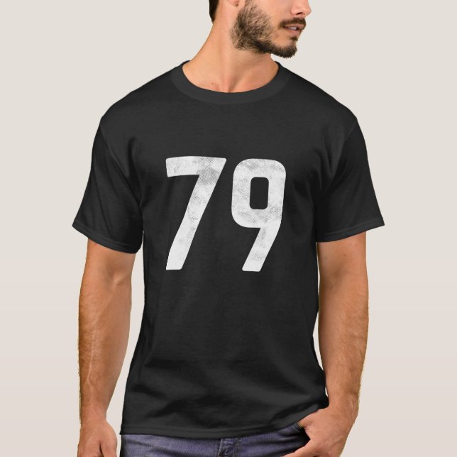 Sports Block Number 79 For Football Baseball Baske T-Shirt (Front)