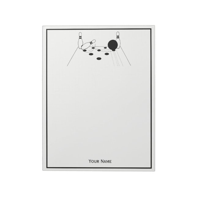 Sports Bowling Ball and Pins Notepad (Rotated)