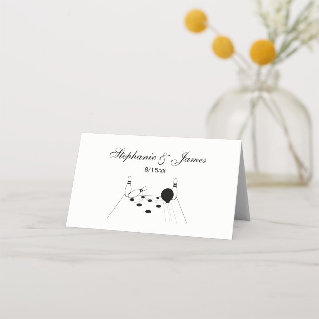 Sports Bowling Ball and Pins Place Card (Front)