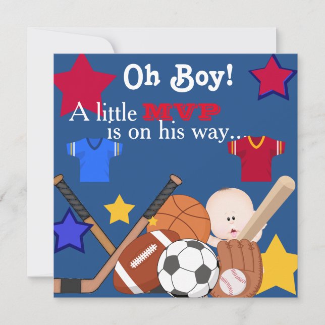Sports Boys BABY SHOWER Invitation (Front)