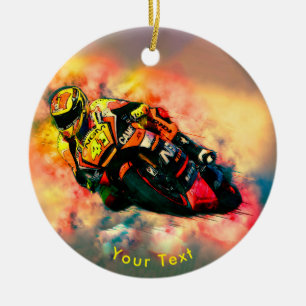SPORTS Burning Cloud Motorcycle Racing Ceramic Tree Decoration