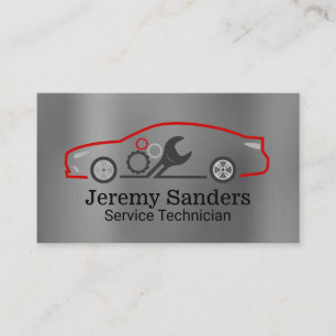 Sports Car Auto Servicemen Wrench Gears Business Card