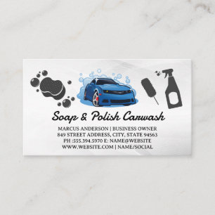 Sports Car Bubbles   Cleaning Icons Business Card
