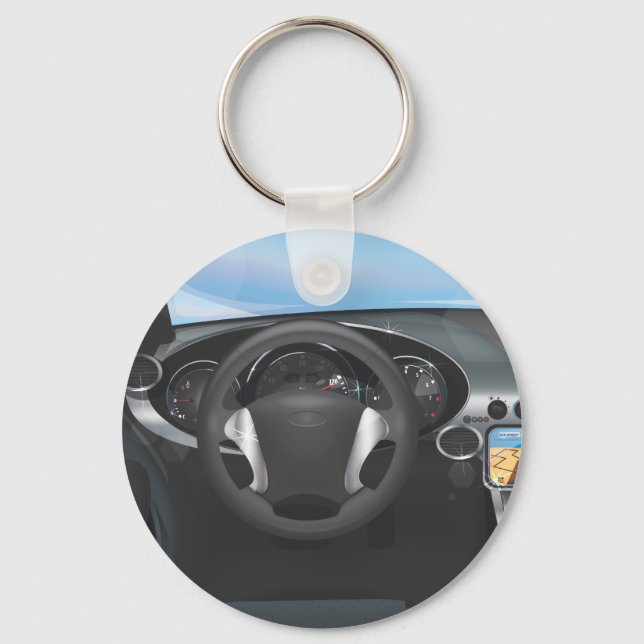 Sports Car Dashboard Key Ring (Front)