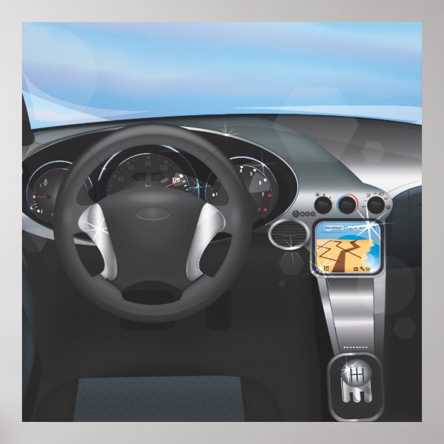 Sports Car Dashboard Poster (Front)