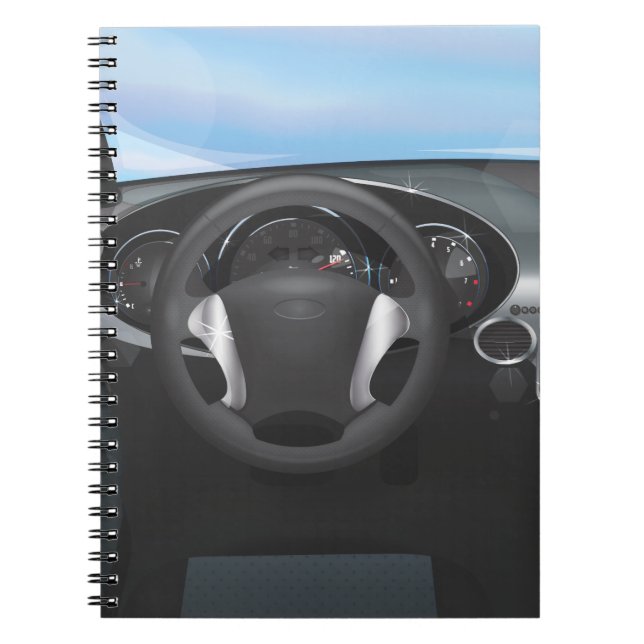 Sports Car Dashboard Spiral Notebook (Front)