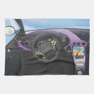Sports Car Dashboard Tea Towel