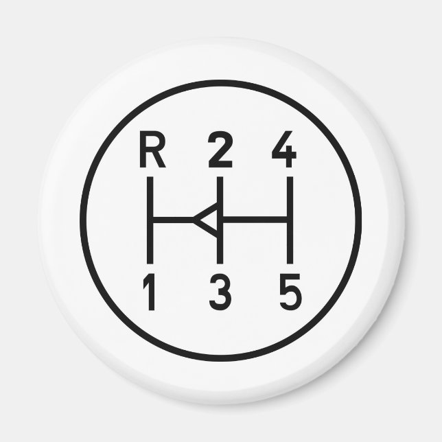 Sports car gear knob, transmission shift pattern magnet (Front)