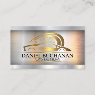 Sports Car Gold Metallic Auto Logo Business Card