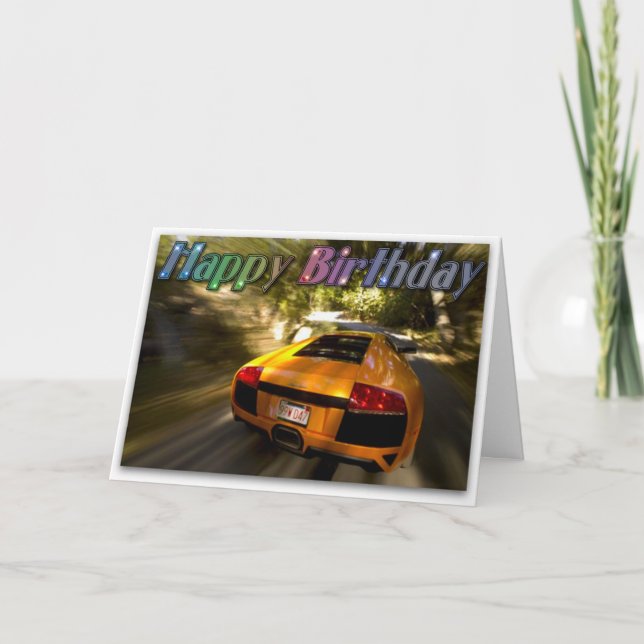 Sports Car Happy Birthday Picture Card (Front)