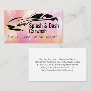 Sports Car Illustration Bubbles Auto Care Business Card