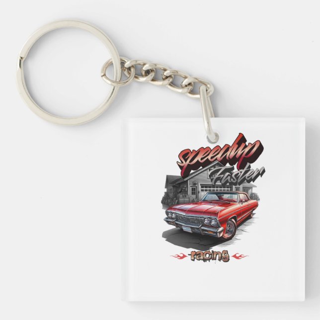 sports car illustration  key ring (Front)